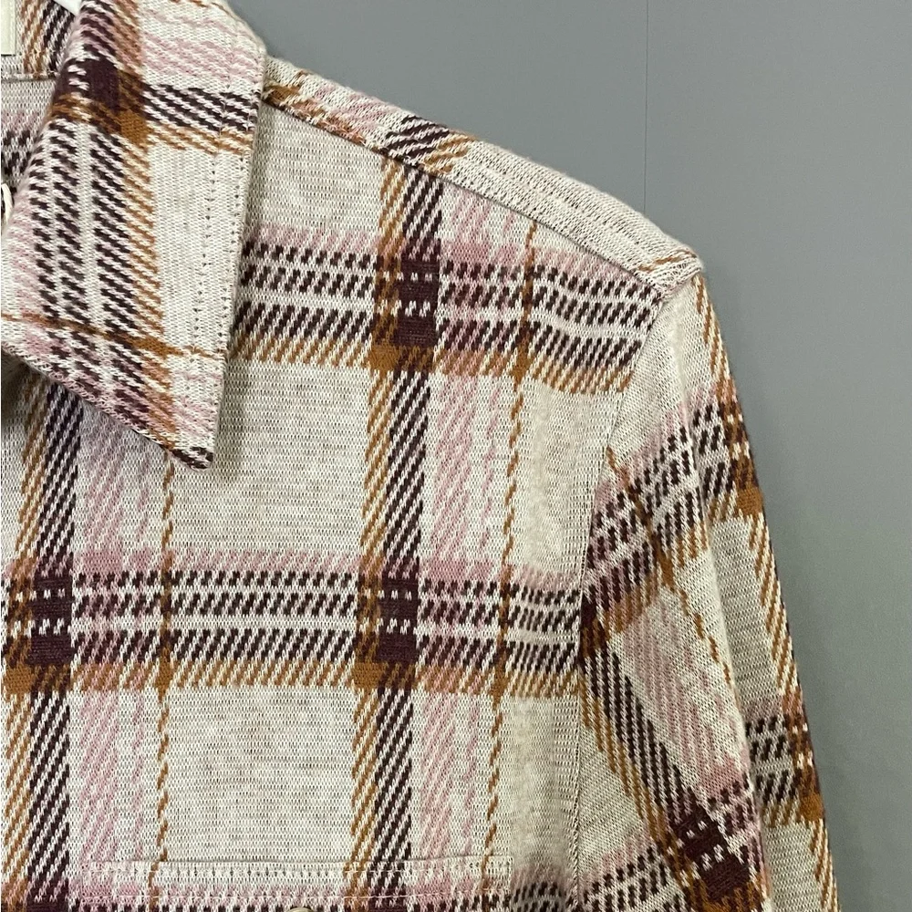 Faherty Women's Legend Sweater Shirt Plaid Cranberry Haze NWT - Picture 5 of 15